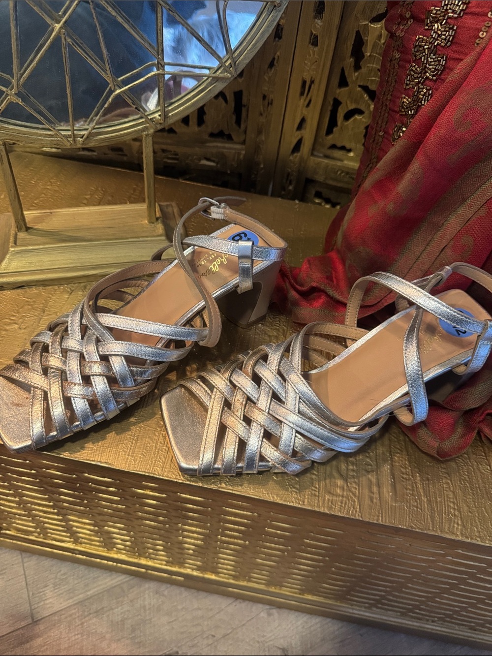 Women's Metallic Strappy Block Heel Sandals - Silver and gold OFFERS welcome!